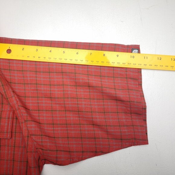 The North Face Men's Size Small Red, Brown, & Blue Plaid Short Sleeve Shirt - Picture 9 of 10